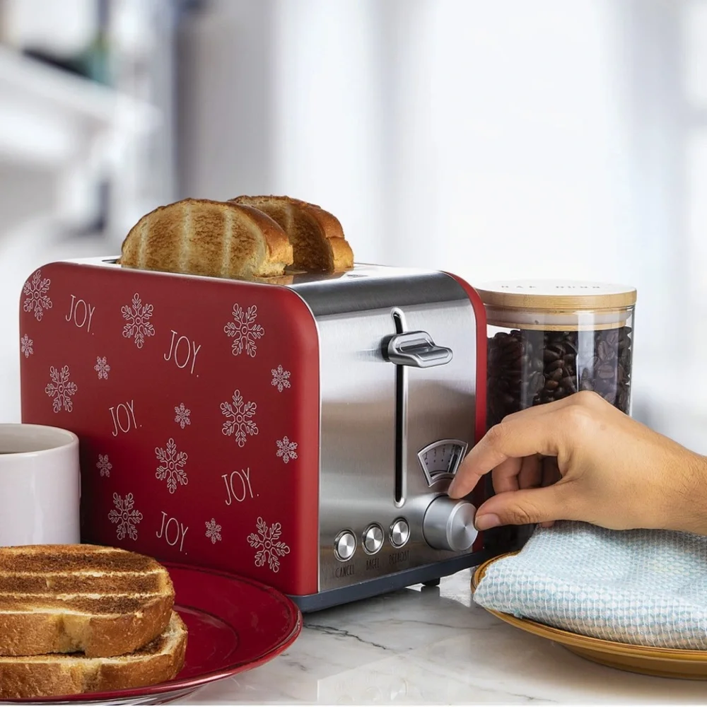 •NIB•Rae Dunn ‘JOY’ Toaster- Red Holiday Print❄️